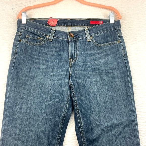 Express Jeans Womens 6 Stone Blue X2 Flare Regular 31 Low RiseY2K Vintage Curvy - Picture 3 of 13